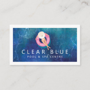Floating Woman Blue Water Ripples Pool & Spa Business Card