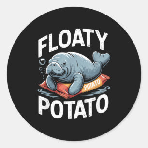 Floaty Tatoes Manatee Funny Sea Cow Ocean Animal L Classic Round Sticker