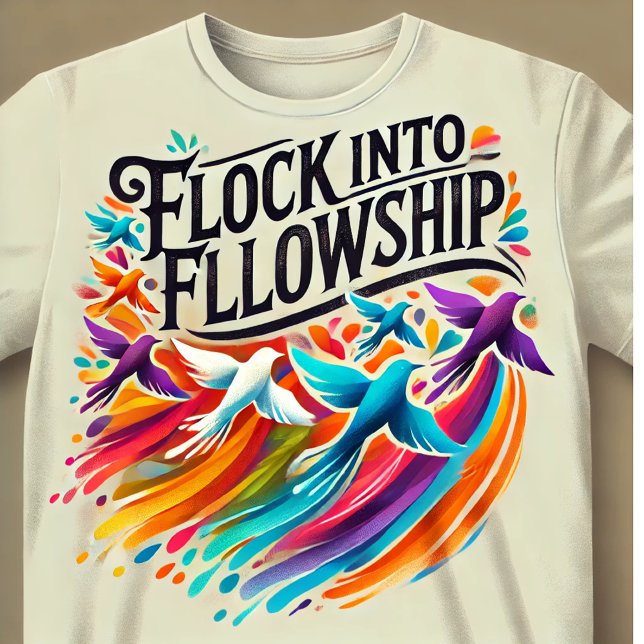 "Flock into Fellowship Multicolor T-Shirt  (Creator Uploaded)