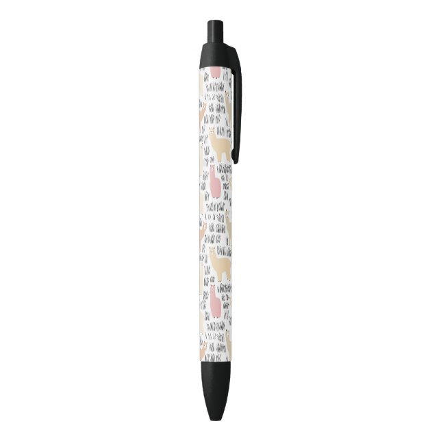 Flock Of Alpacas Pattern Black Ink Pen (Bottom (Vertical))