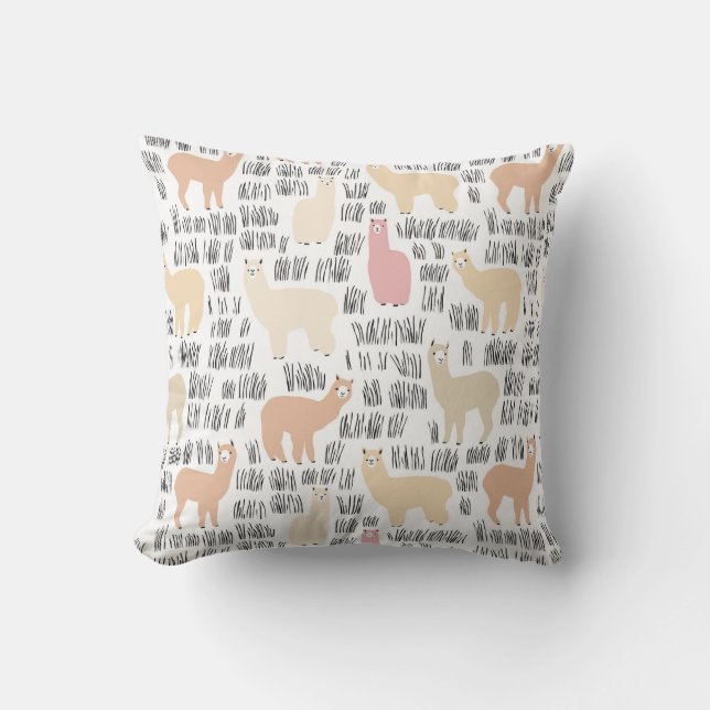 Flock Of Alpacas Pattern Cushion (Front)
