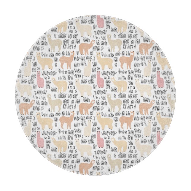 Flock Of Alpacas Pattern Cutting Board (Front)