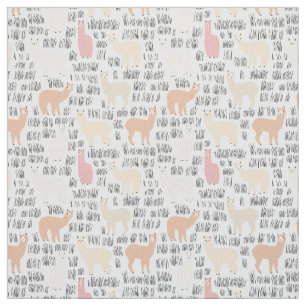 Flock Of Alpacas Pattern Fabric