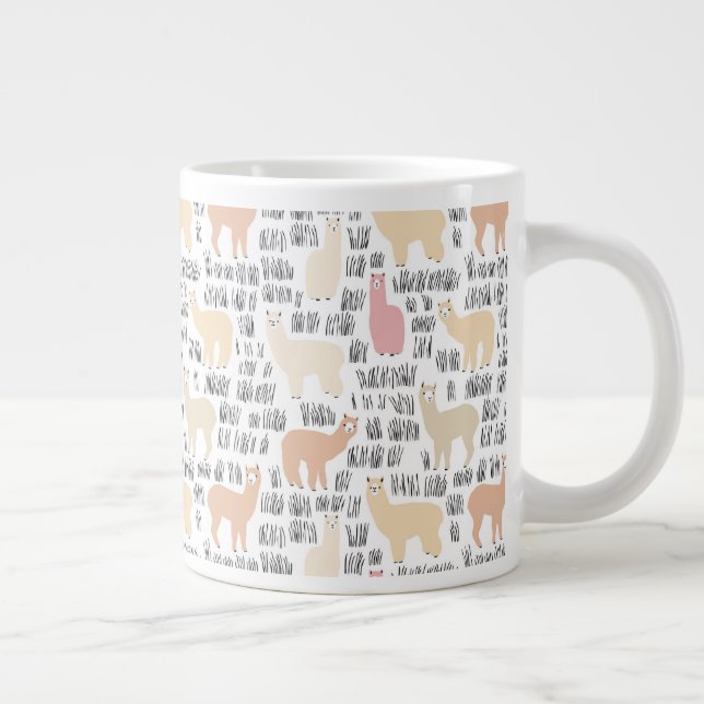 Flock Of Alpacas Pattern Large Coffee Mug (Right)