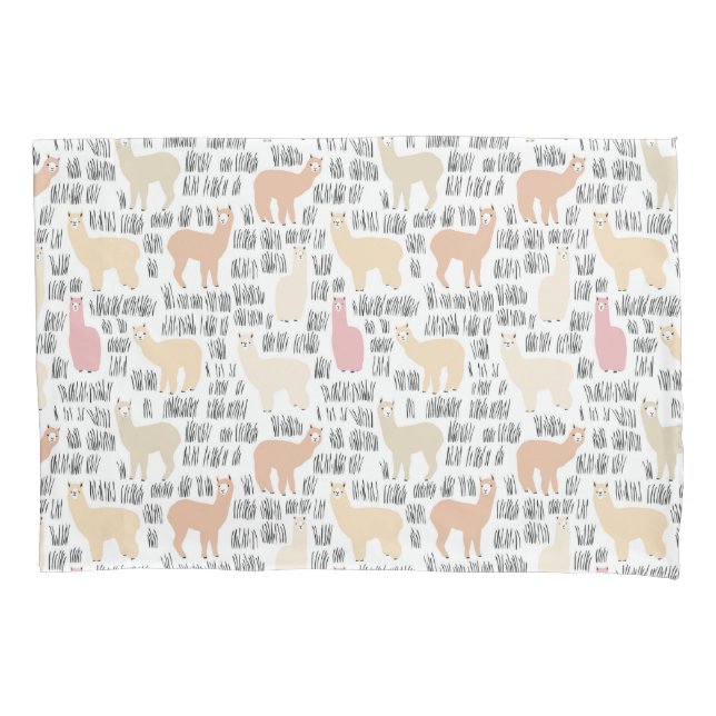 Flock Of Alpacas Pattern Pillowcase (Front-Left)