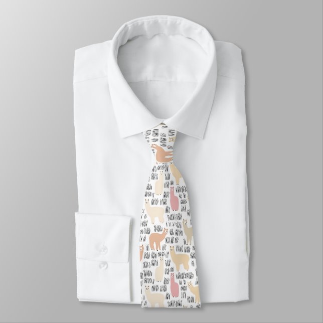 Flock Of Alpacas Pattern Tie (Tied)