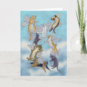 Flock of Angel Cats by Rachel Armington Holiday Card