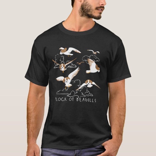 Flock Of Beagulls Beagle With Bird Wings Dog T-Shirt (Front)