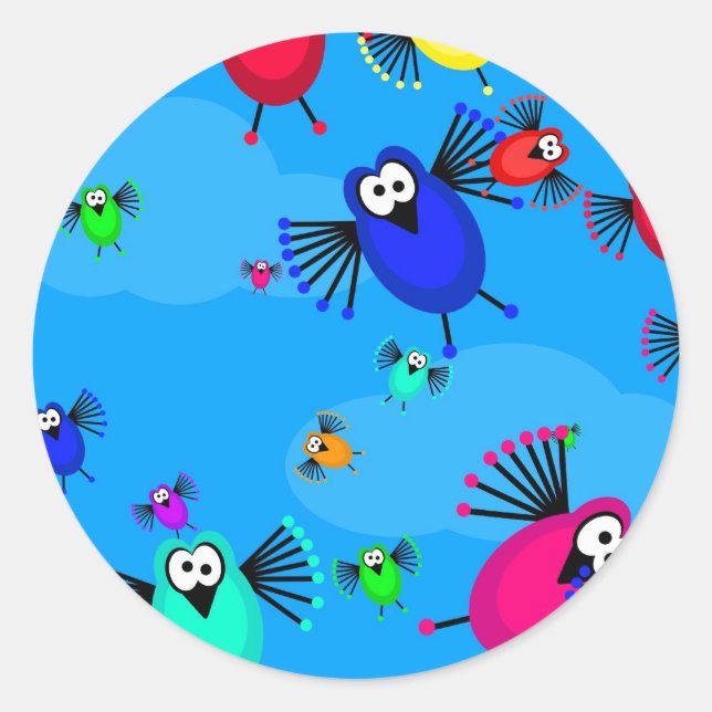 Flock of Birds Classic Round Sticker (Front)