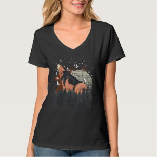 Flock Of Birds Full Moon Predator Forest Animal Tr T-Shirt