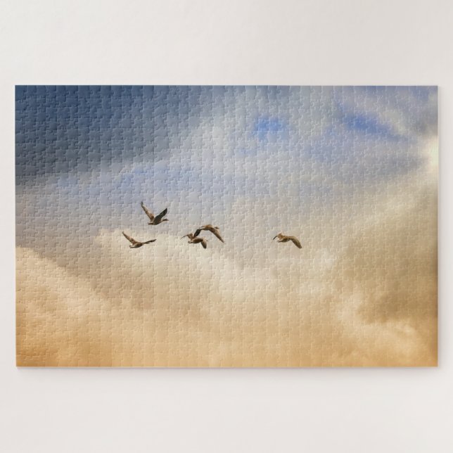 Flock of Birds in Flight Jigsaw Puzzle (Horizontal)