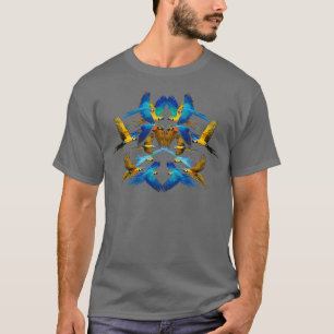 Flock of Blue and Gold Macaws with Black Backgroun T-Shirt