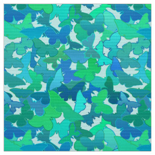 Flock of Butterflies,Turquoise, Aqua and Sky Blue Fabric