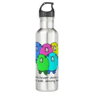 Flock of cartoon coloured sheep personalised 710 ml water bottle