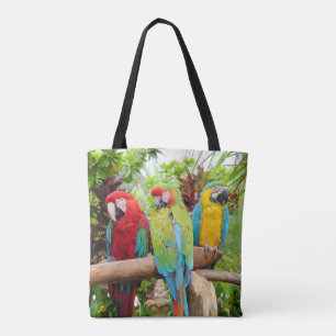 Flock of Colourful Macaw Parrots Tote Bag