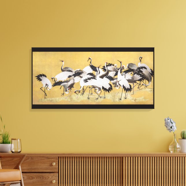 Flock of Cranes (right side) by Ishida Yutei Canvas Print (Insitu(LivingRoom))