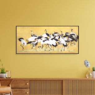 Flock of Cranes (right side) by Ishida Yutei Canvas Print