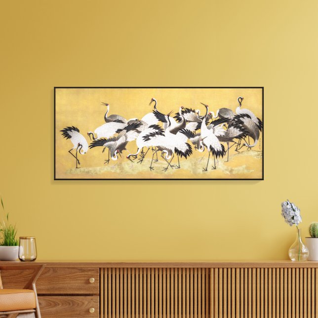 Flock of Cranes (right side) by Ishida Yutei Canvas Print (Insitu(LivingRoom))