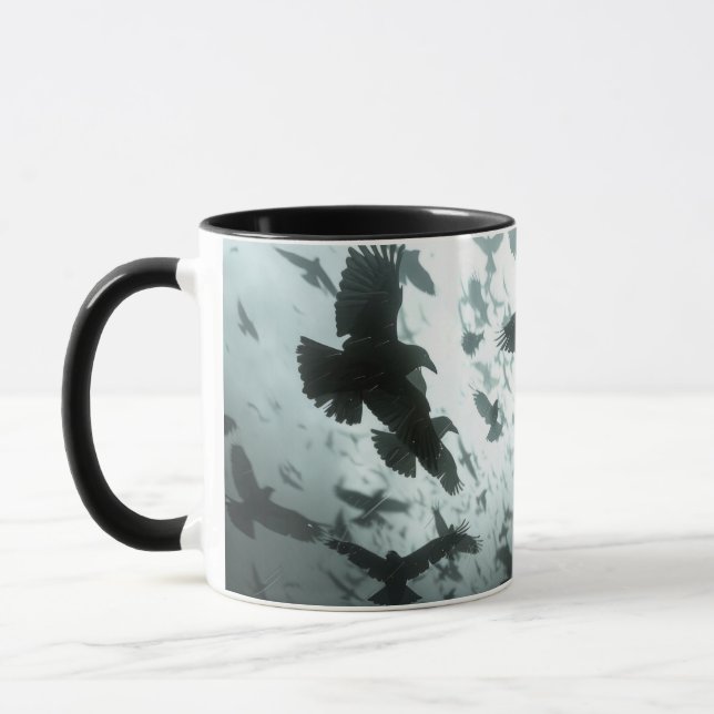 Flock of  Crows, Ravens Coffee Mug (Left)