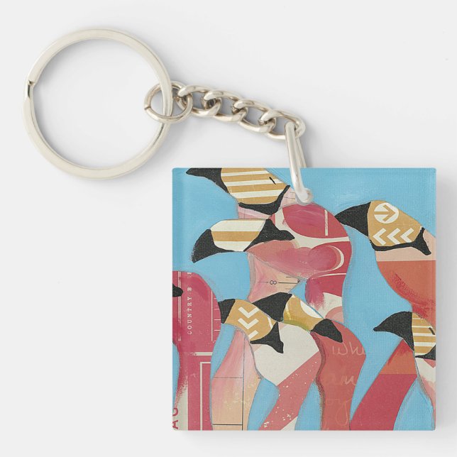 Flock of Flamingos Key Ring (Front)