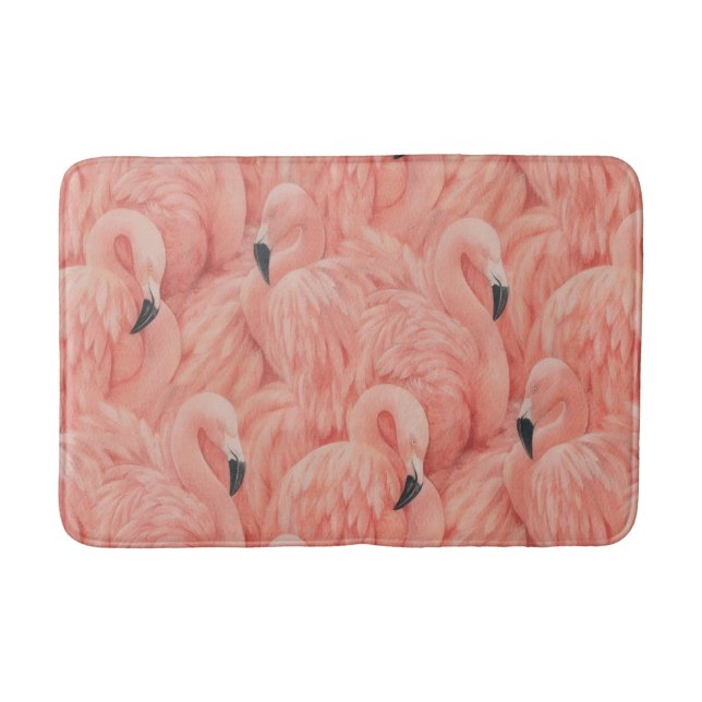 Flock of flamingos Memory foam bathmat (Front)