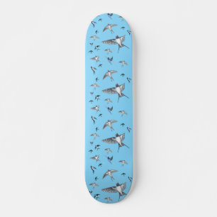 Flock Of Flying Swallow Birds Illustration Skateboard