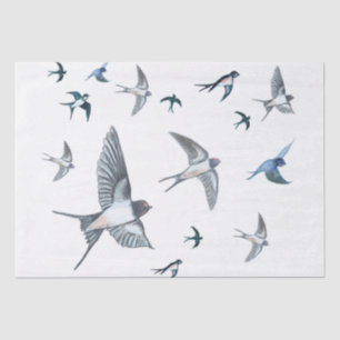 Flock Of Flying Swallow Birds Illustration Tissue Paper