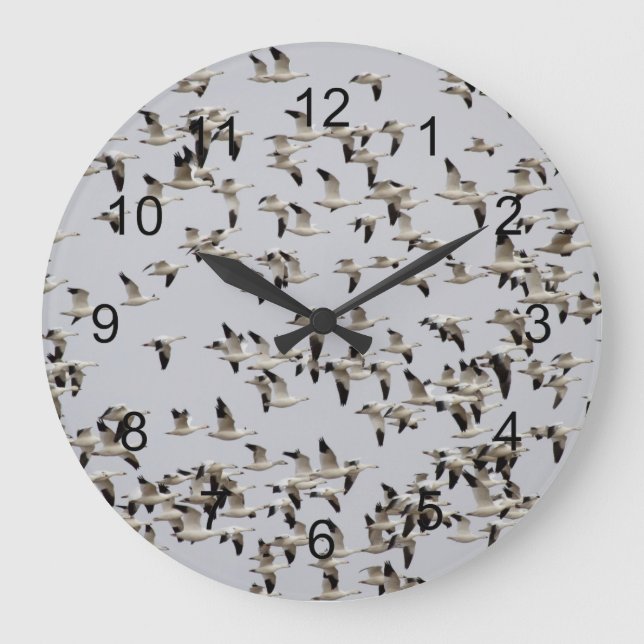Flock of Geese in Flight Large Clock (Front)