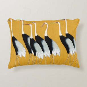 FLOCK OF JAPANESE CRANES    DECORATIVE CUSHION