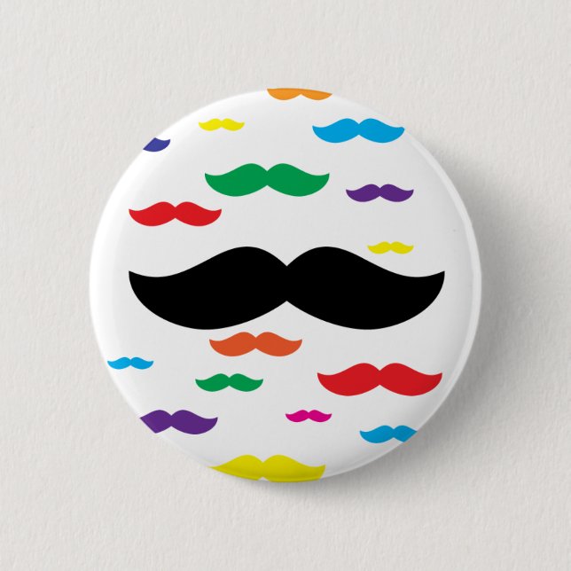 flock of moustache RAINBOW 6 Cm Round Badge (Front)