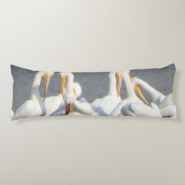 Flock of pelicans body pillow (Front)