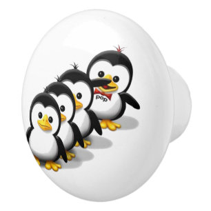 Flock of Penguins Ceramic Knob