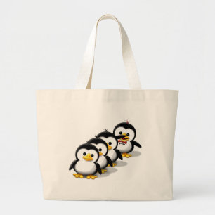 Flock of Penguins Large Tote Bag