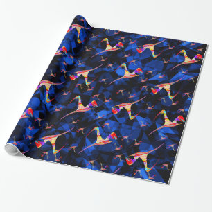 Flock of Rainbow Birds in the Sky Wrapping Paper