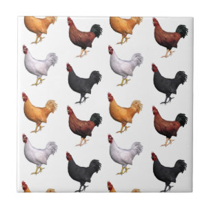 Flock Of Roosters Tile