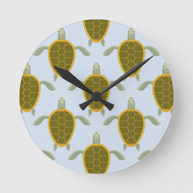 Flock Of Sea Turtles Pattern Round Clock (Front)