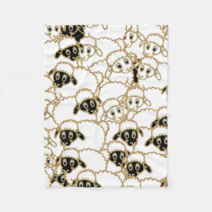 flock of sheep, black and white fleece blanket