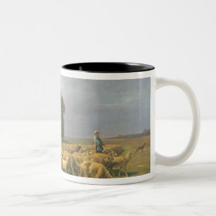 Flock of Sheep in a Landscape Two-Tone Coffee Mug