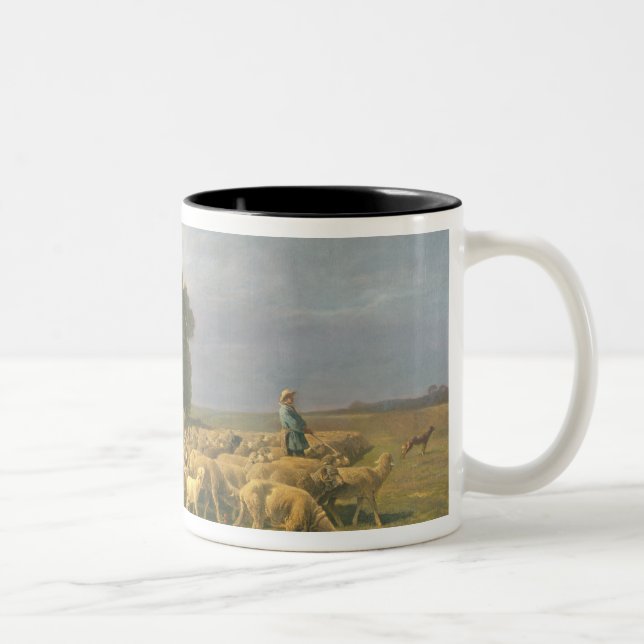 Flock of Sheep in a Landscape Two-Tone Coffee Mug (Right)