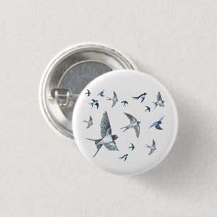  Flock of swallow birds flying  3 Cm Round Badge