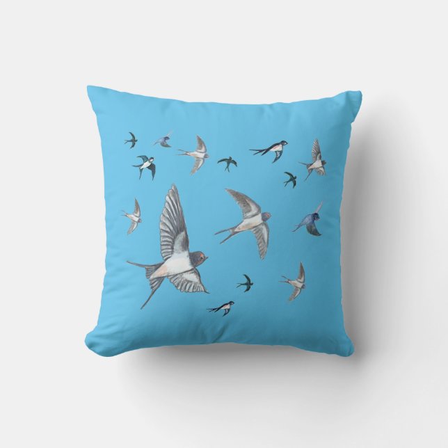  Flock of swallow birds flying Cushion (Front)
