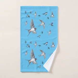 Flock of swallow birds flying Hand Towel