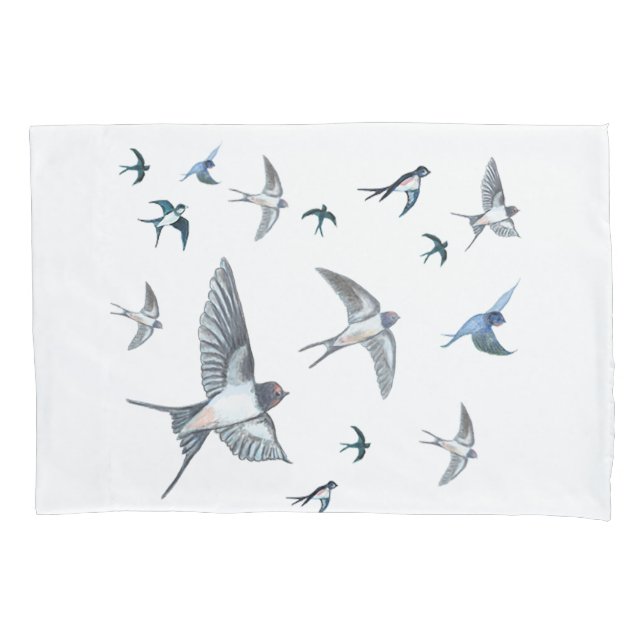  Flock of swallow birds flying  Pillowcase (Front)