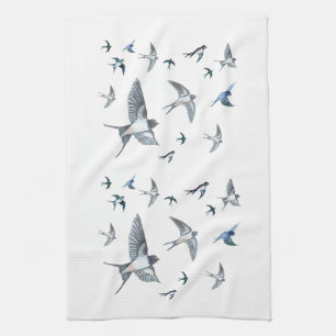 Flock of swallow birds flying Tea Towel