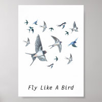 Flock Of Swallow Birds Illustration Personalised