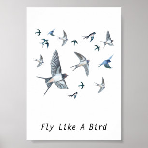 Flock Of Swallow Birds Illustration Personalized Poster