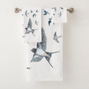 Flock of Swallows in Flight  Bath Towel Set