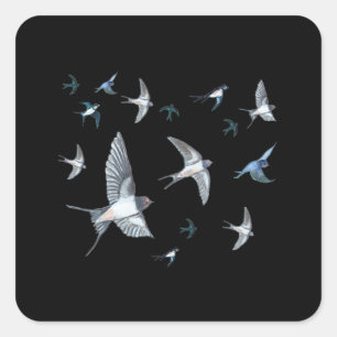 Flock of Swallows in Flight Square Sticker