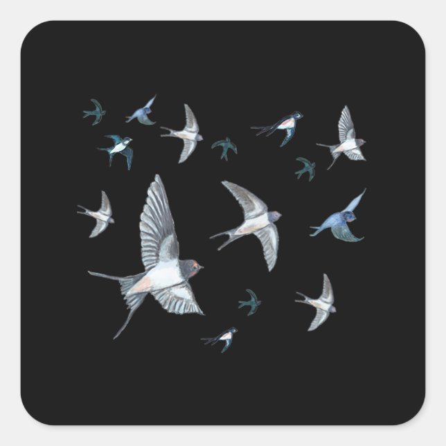 Flock of Swallows in Flight Square Sticker (Front)