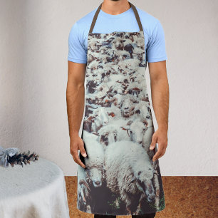 Flock of white & black sheep apron